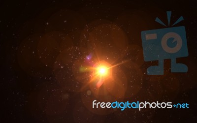 Digital Lens Flare In Black Background Horizontal Frame Warm Stock Image