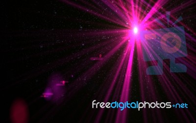 Digital Lens Flare In Black Background.beautiful Rays Of Light Stock Image