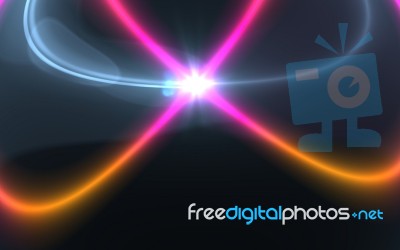 Digital Lens Flare In Black Background.beautiful Rays Of Light Stock Image