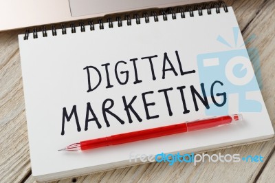 Digital Marketing Handwriting Note Closeup Stock Photo