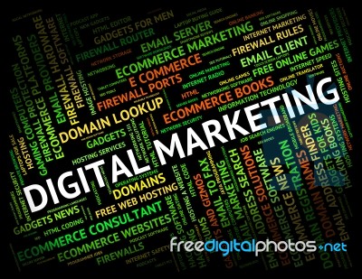 Digital Marketing Indicates Electronic Promotions And Word Stock Image