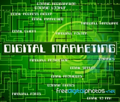 Digital Marketing Means Promotion Text And Selling Stock Image