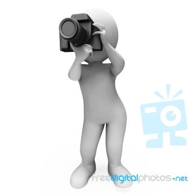 Digital Photo Character Shows Photographic Dslr And Photography Stock Image