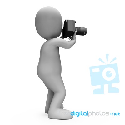 Digital Photo Character Shows Snapshot Dslr And Photography Stock Image