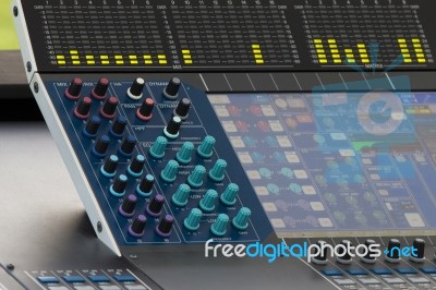 Digital Sound Mixer Panel In Concert Stock Photo