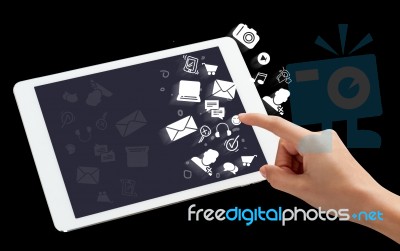 Digital Tablet With Application Icons Stock Photo