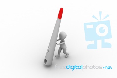 Digital Thermometer And Man Stock Image