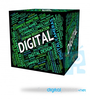 Digital Word Meaning High Tec And Computer Stock Image