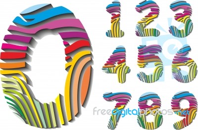 Digits With Color Background Zebra Skin Stock Image