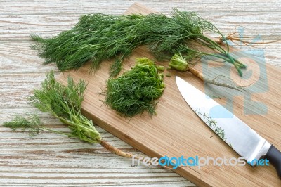 Dill Vegetable Ingredient Nature Organic Green Chopped Kitchen Stock Photo