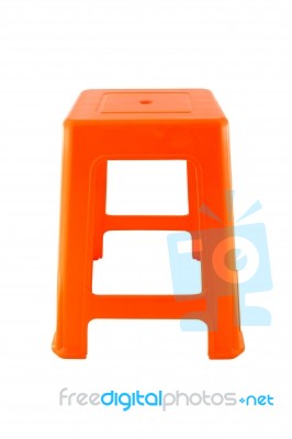 Direct Orange Plastic Rectangle Chair On White Background Stock Photo