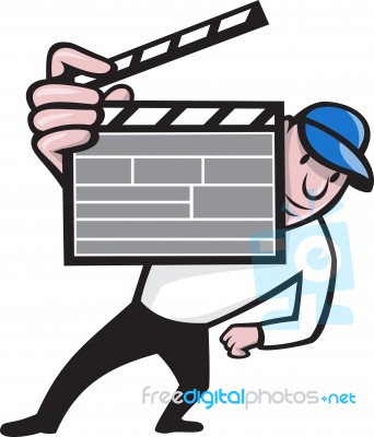 Director With Movie Clapboard Cartoon Stock Image