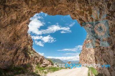 Dirt Danger Road Through The Canyon Of The Colca River In Southe… Stock Photo