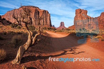 Dirt Road In Monument Valley Stock Photo