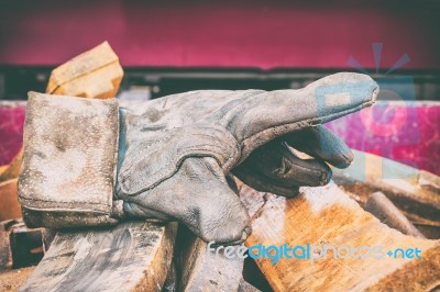 Dirty Work Gloves Stock Photo