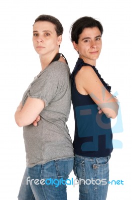 Disagreement Between Sisters Stock Photo