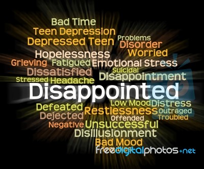 Disappointed Word Represents Let Down And Chagrined Stock Image