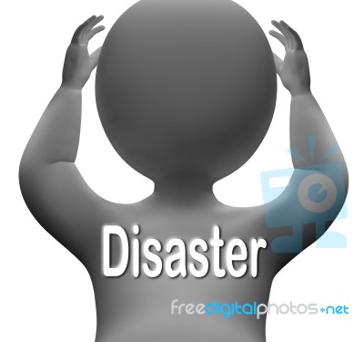 Disaster Character Means Crisis Calamity Or Catastrophe Stock Image