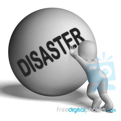 Disaster Uphill Character Shows Crisis Trouble Or Calamity Stock Image