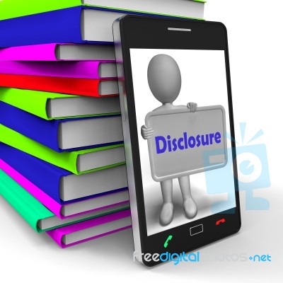 Disclosure Phone Shows Acknowledging Revealing Or Confessing Stock Image