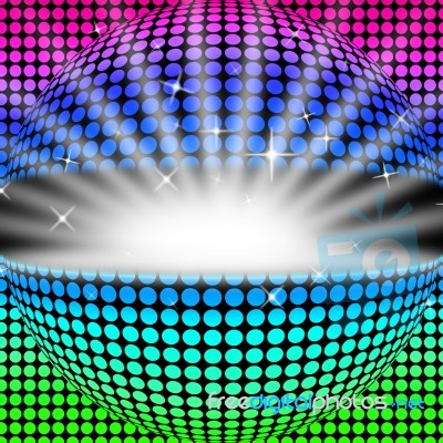 Disco Ball Background Shows Glowing Colorful And Clubbing Stock Image