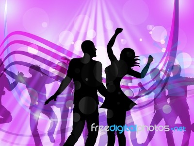 Disco Dancing Represents Parties Discotheque And Cheerful Stock Image