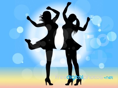 Disco Dancing Shows Female Celebration And People Stock Image