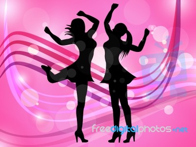 Disco Women Means Adult Dancing And Celebration Stock Image