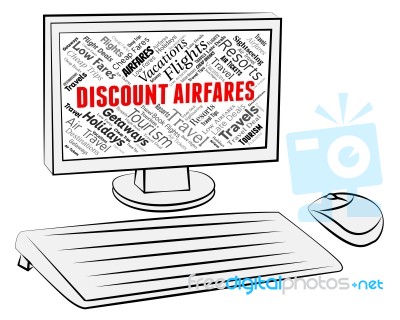 Discount Airfares Indicates Current Price And Aircraft Stock Image