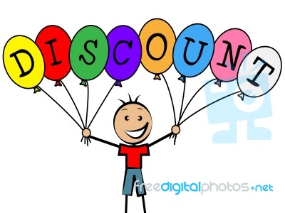 Discount Balloons Represents Promotion Toddlers And Youngsters Stock Image