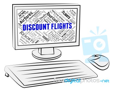 Discount Flights Means Computing Computers And Pc Stock Image