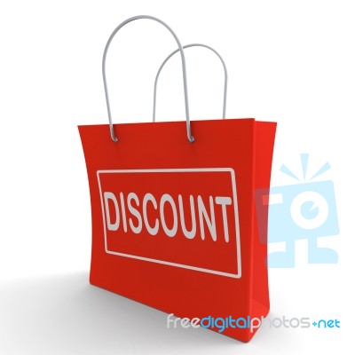 Discount Shopping Bag Means Cut Price Or Reduce Stock Image