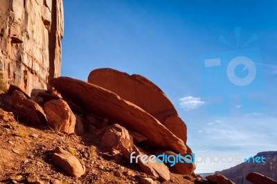 Discus Shaped Rocks In Monument Valley Stock Photo