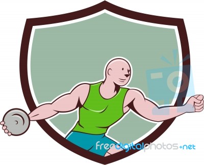 Discus Thrower Crest Cartoon Stock Image