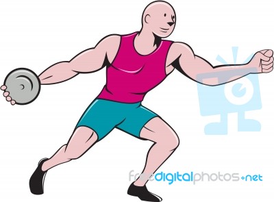 Discus Thrower Side Isolated Cartoon Stock Image