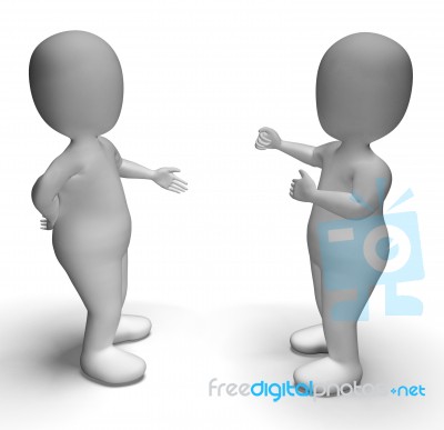 Discussion Between Two 3d Characters Showing Communication Stock Image