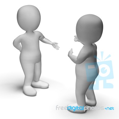 Discussion Between Two 3d Characters Shows Communication Stock Image