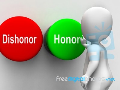 Dishonor Honor Buttons Shows Integrity And Morals Stock Image