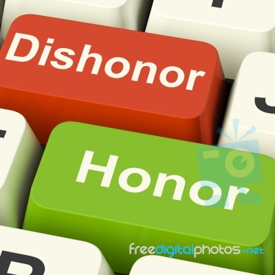 Dishonor Honor Keys Shows Integrity And Morals Stock Image