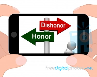 Dishonor Honor Signpost Displays Integrity And Morals Stock Image