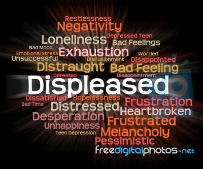 Displeased Word Means Put Out And Aggravate Stock Image