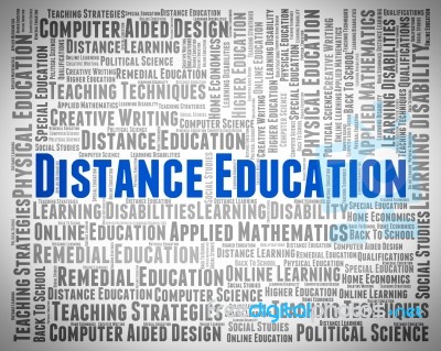 Distance Education Words Means Educating College And Train Stock Image