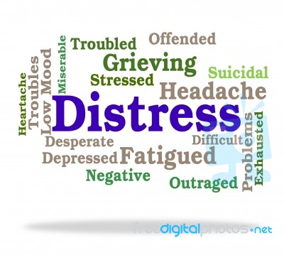 Distress Word Shows Worked Up And Agony Stock Image