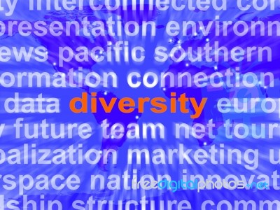 Diversity Word Cloud Shows Multicultural Diverse Culture Stock Image