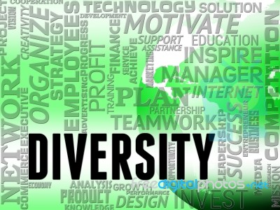 Diversity Words Indicates Mixed Bag And Different Stock Image