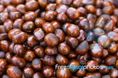 Division Roasted Chestnuts Brown Red Stock Photo