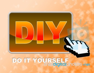 Diy Button Represents Do It Yourself And Contractor Stock Image