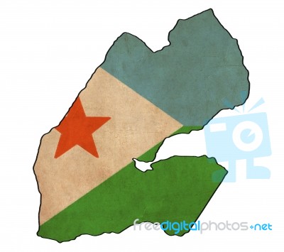 Djibouti Map On Djibouti Flag Drawing ,grunge And Retro Flag Ser… Stock Image