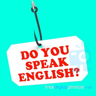 Do You Speak English? On Hook Means Foreign Language Learning Stock Image