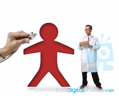 Doctor And Patient On White Stock Photo